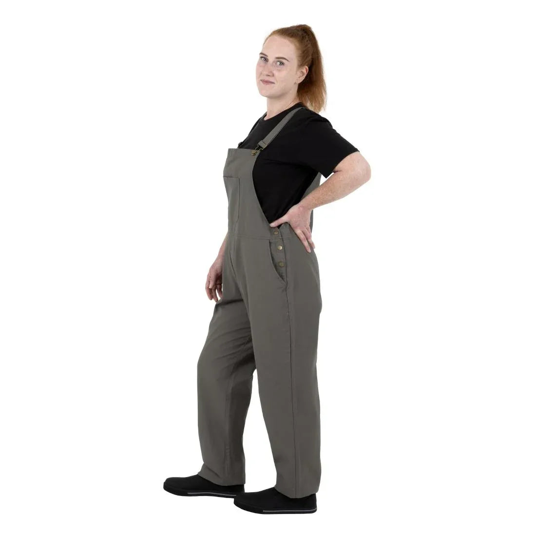 BA173-M Southside Bib & Brace Cotton Canvas Dungarees Khaki Black M