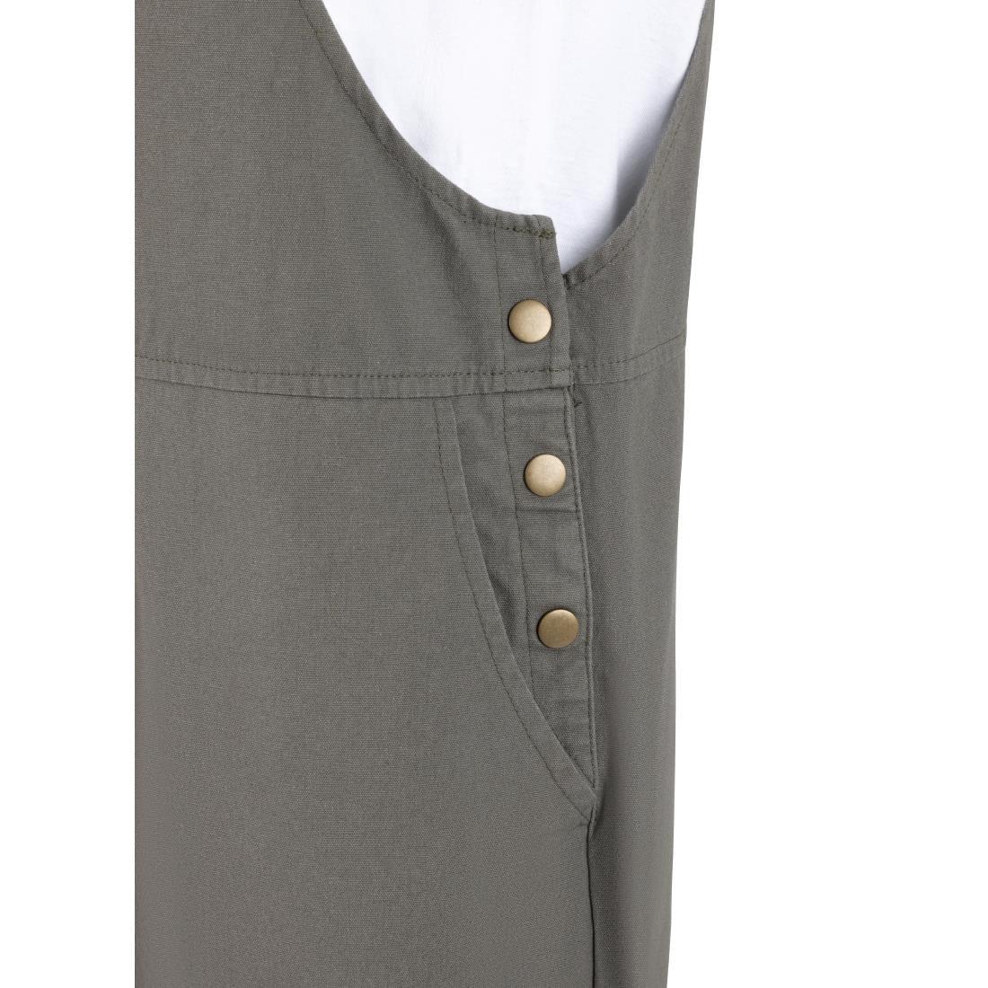 BA173-M Southside Bib & Brace Cotton Canvas Dungarees Khaki Black M