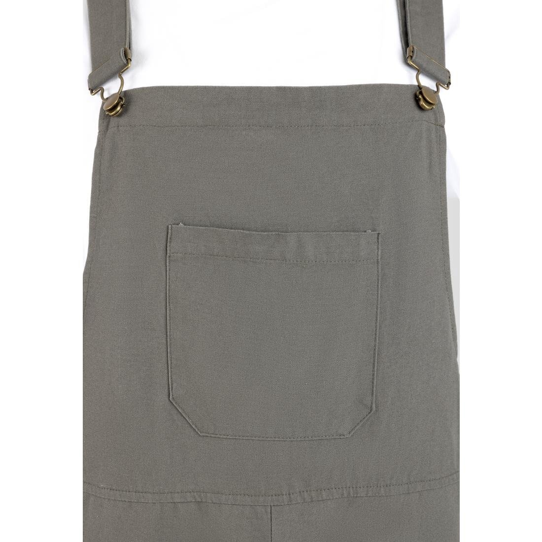 BA173-L Southside Bib & Brace Cotton Canvas Dungarees Khaki Black L