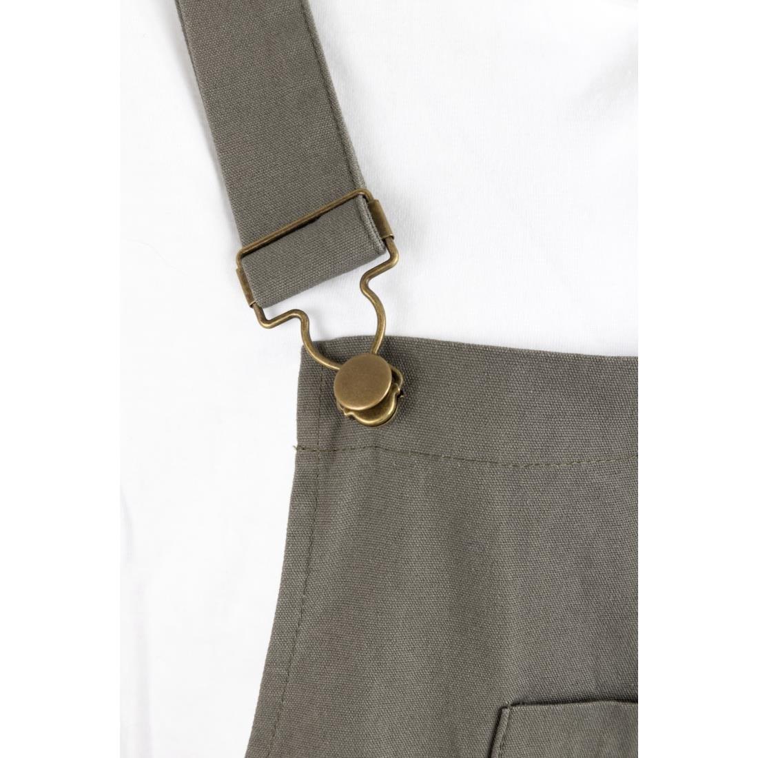 BA173-L Southside Bib & Brace Cotton Canvas Dungarees Khaki Black L