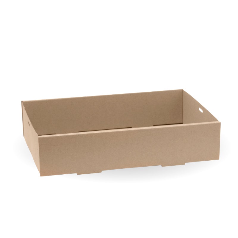 BioBoard Catering Tray - Kraft - Medium - 100/ctn - kraft - BioPak commercial catering consumable