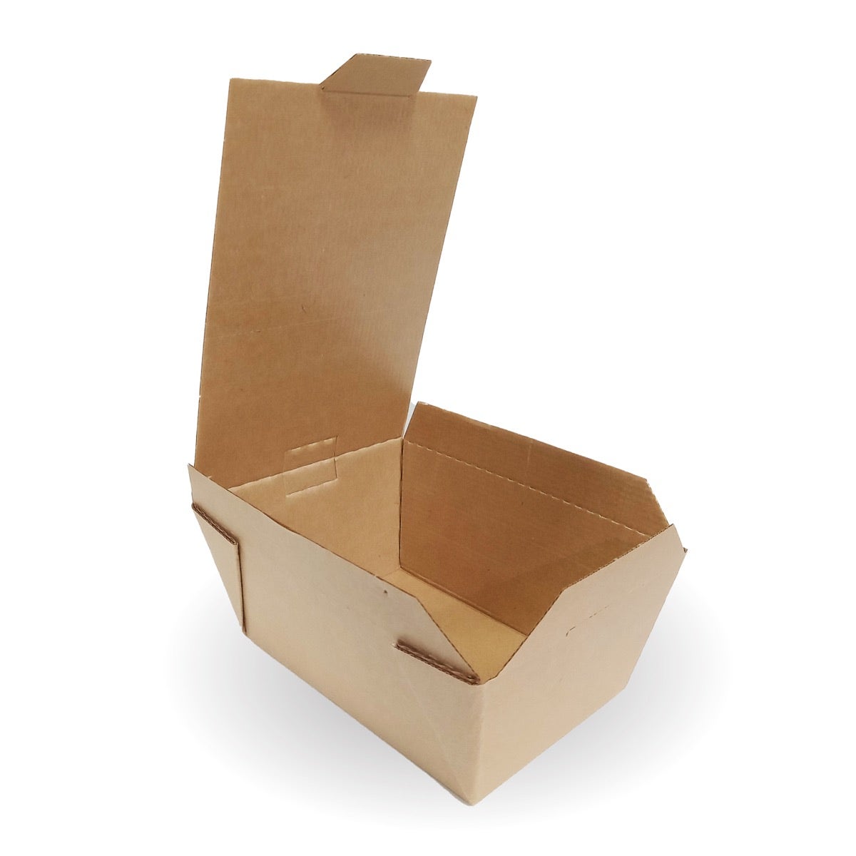 BioBoard Hinged Box- Kraft - Small - 450/ctn - kraft - BioPak commercial catering consumable