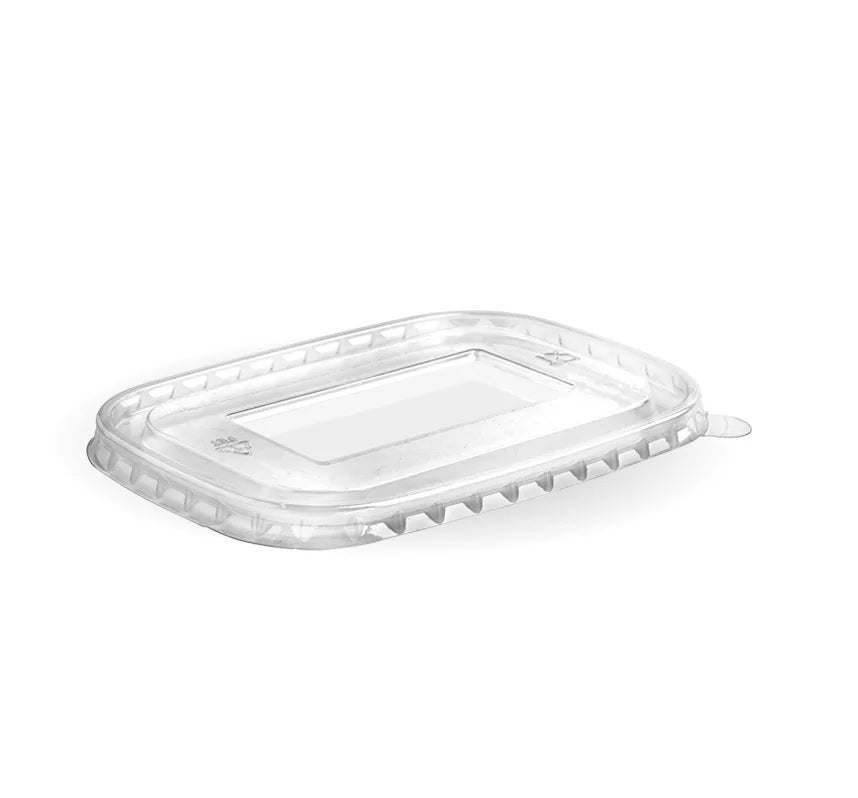 Rectangle PP Takeaway Lid - 500-1,000ml - 300/carton - clear - BioPak commercial catering consumable