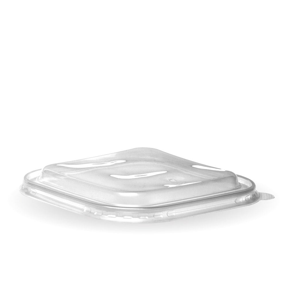 Square PP Takeaway Lid - 750-1,400ml - 300/ctn - clear - BioPak commercial catering consumable