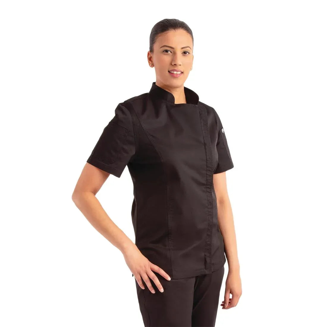 BB051-L Chef Works Womens Springfield Zip Chefs Jacket Black L - JD Catering Equipment Solutions Ltd