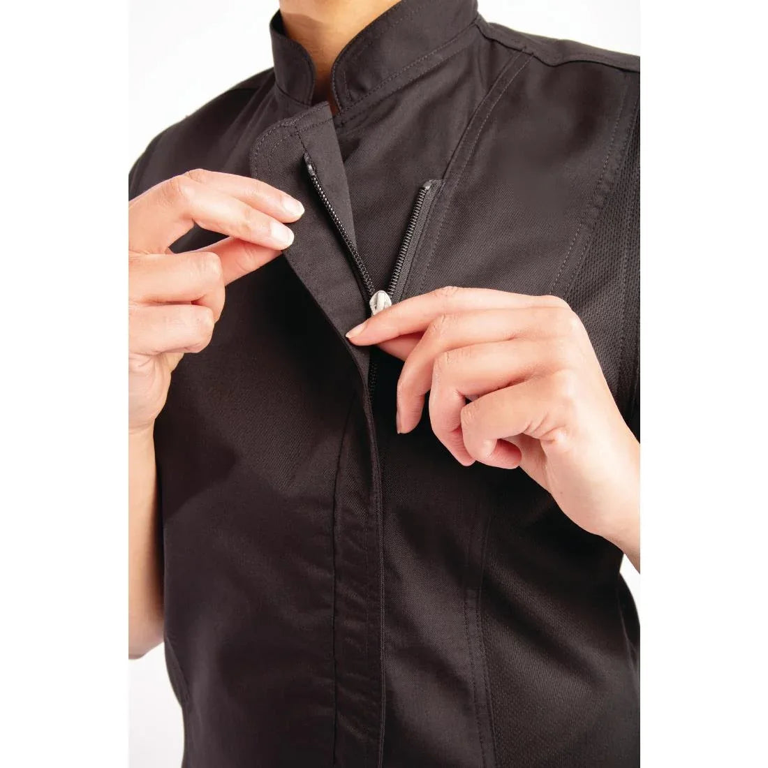 BB051-L Chef Works Womens Springfield Zip Chefs Jacket Black L - JD Catering Equipment Solutions Ltd