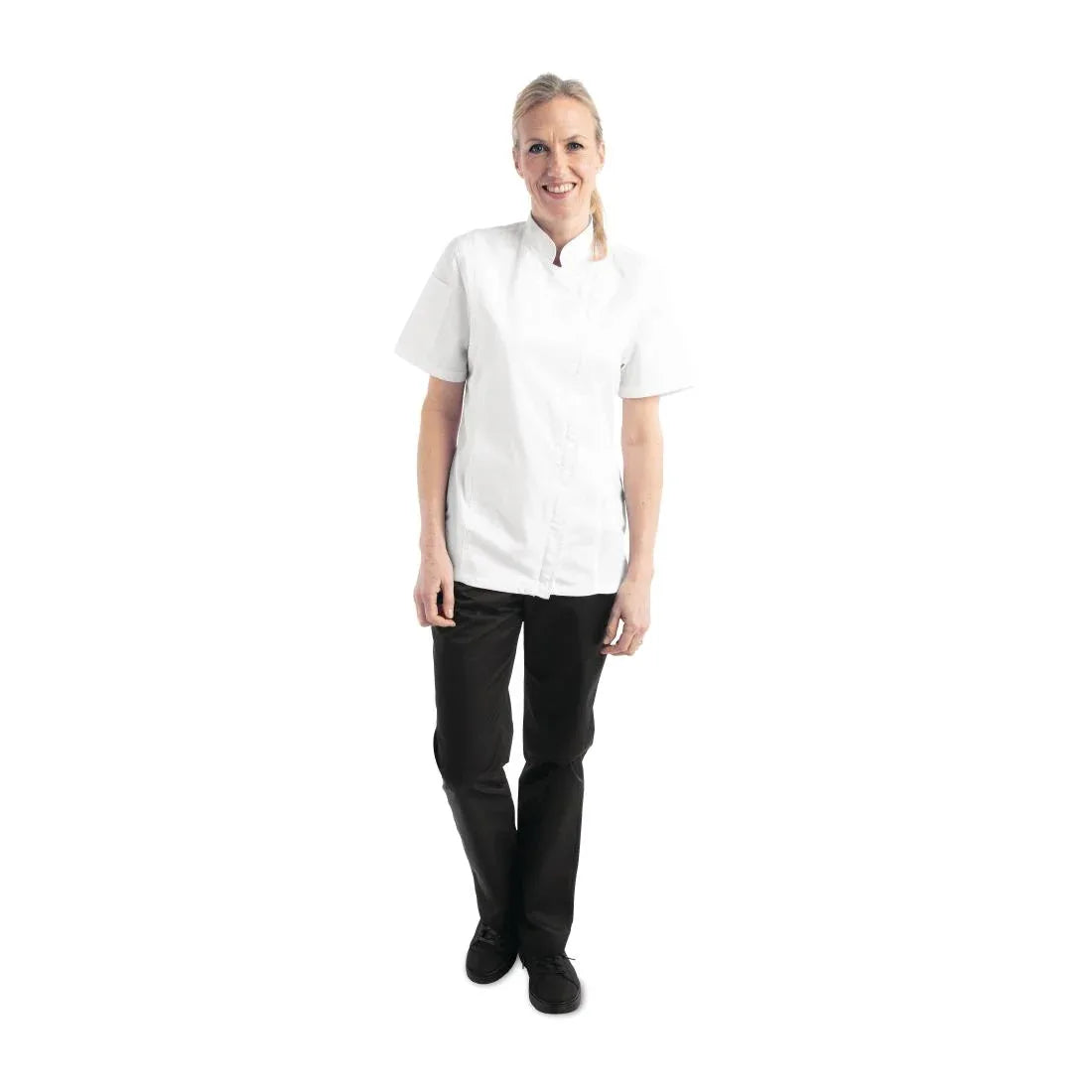 BB052-XXL Chef Works Womens Springfield Zip Chefs Jacket White 2XL - JD Catering Equipment Solutions Ltd