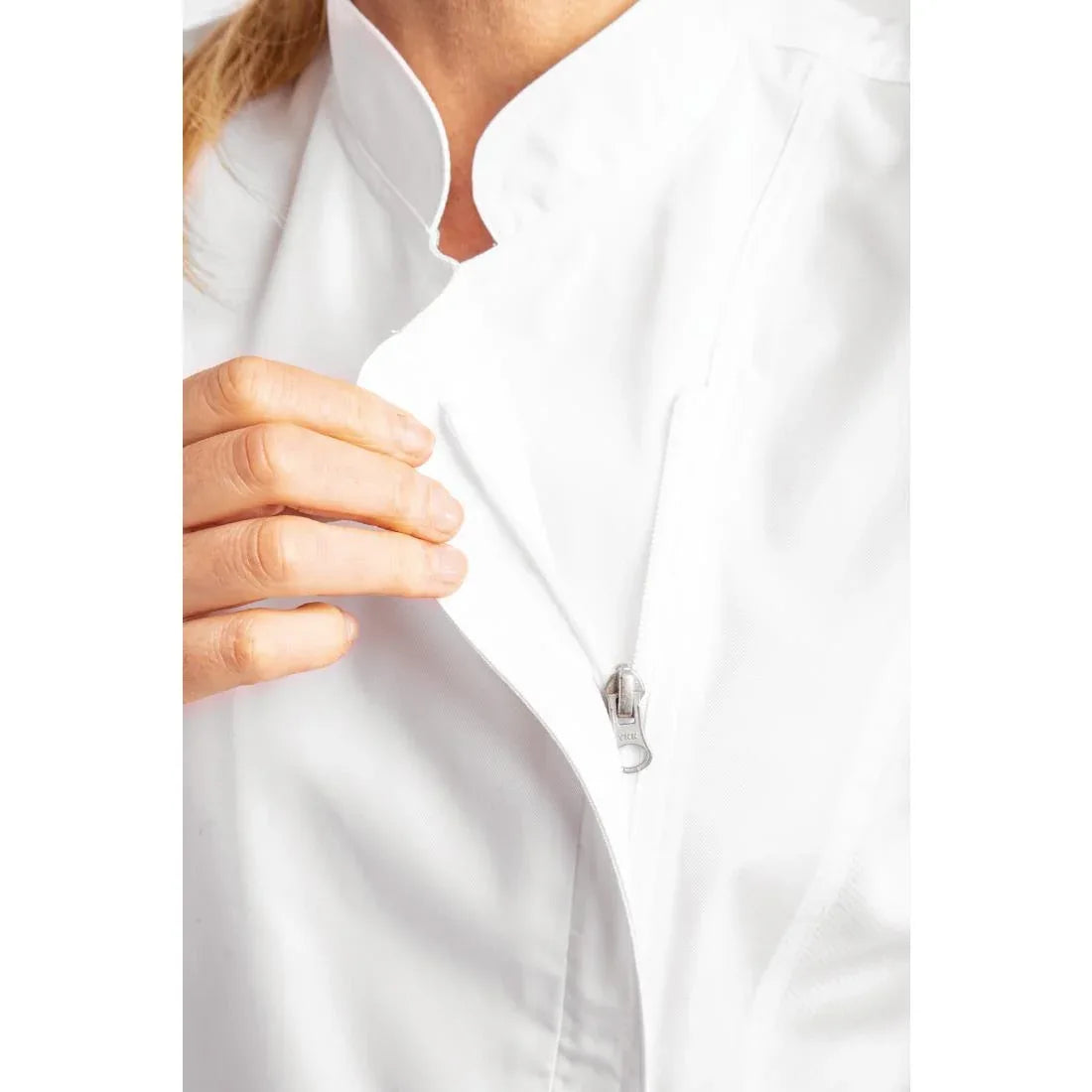 BB052-L Chef Works Womens Springfield Zip Chefs Jacket White L - JD Catering Equipment Solutions Ltd