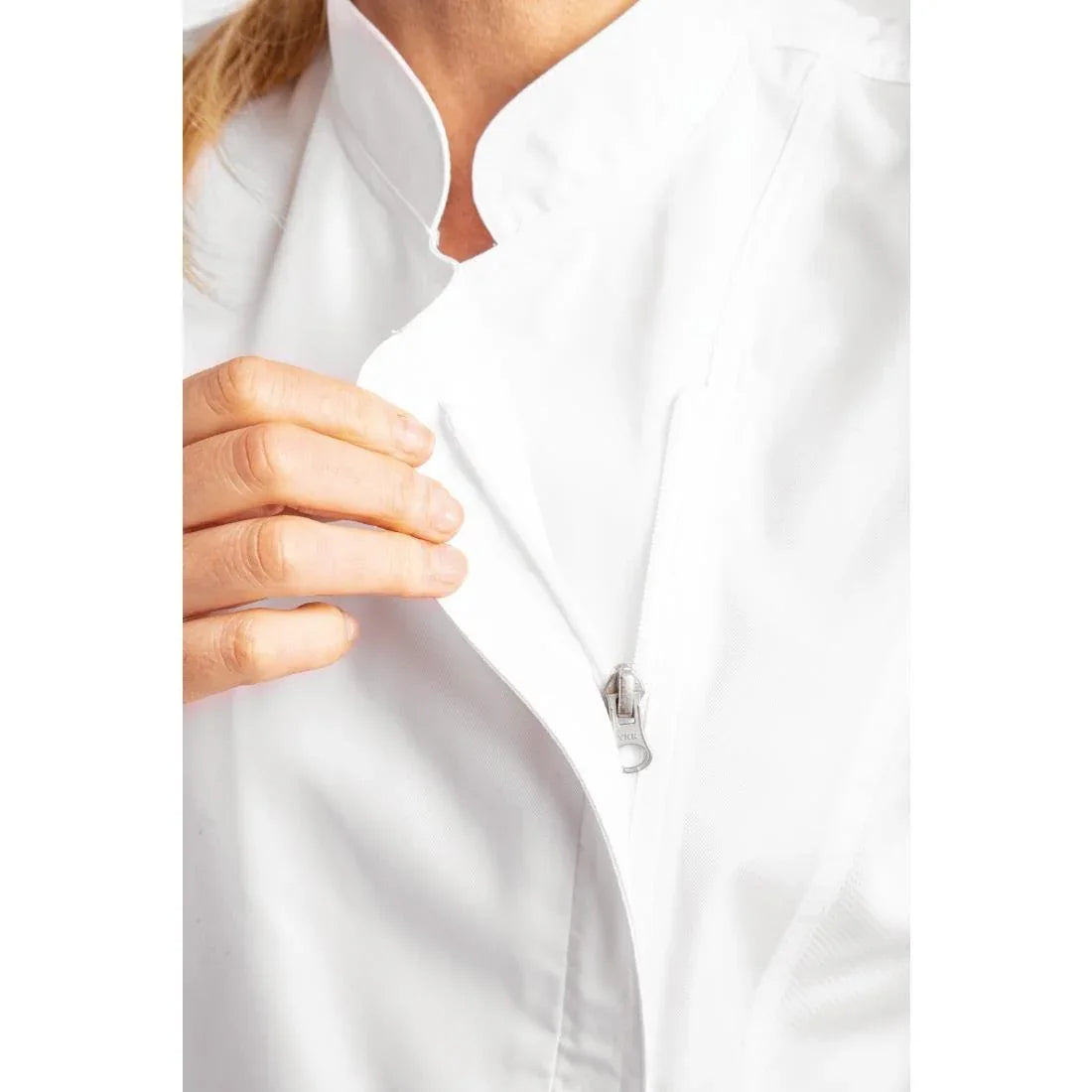 BB052-XXL Chef Works Womens Springfield Zip Chefs Jacket White 2XL - JD Catering Equipment Solutions Ltd