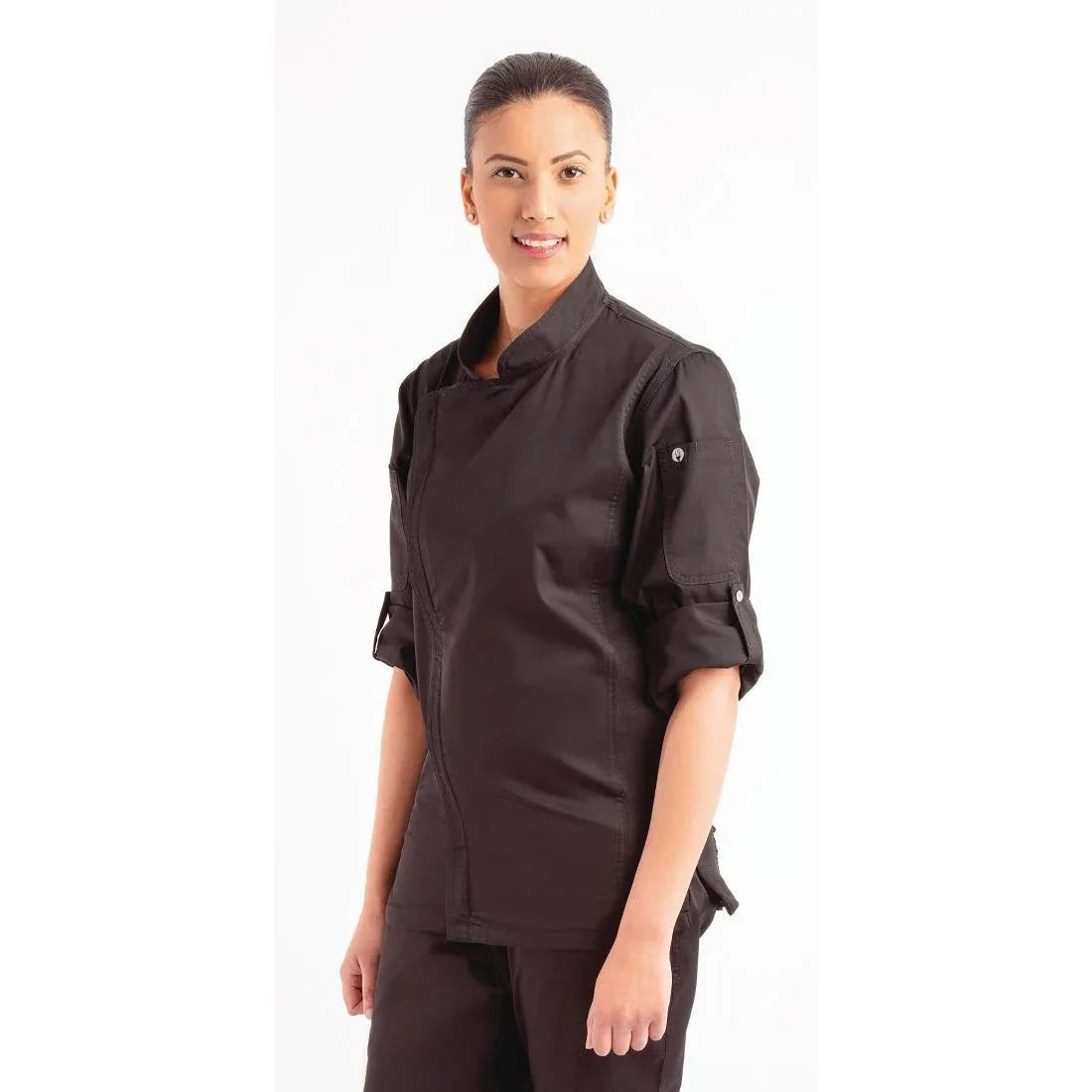 BB083-XS Chef Works Unisex Hartford Lightweight Chef Jacket Black Size XS - JD Catering Equipment Solutions Ltd
