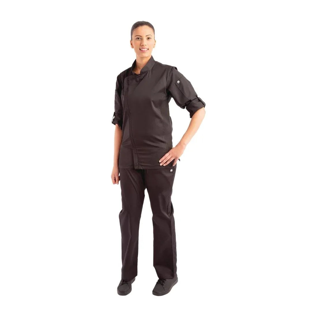 BB083-L Chef Works Unisex Hartford Lightweight Chef Jacket Black Size L - JD Catering Equipment Solutions Ltd