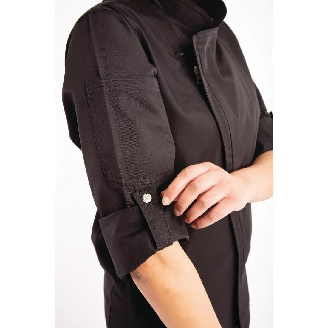 BB083-M Chef Works Unisex Hartford Lightweight Chef Jacket Black Size M - JD Catering Equipment Solutions Ltd
