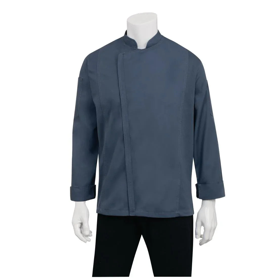 BB084-XXL Chef Works Hartford Lightweight Zipper Unisex Chef Jacket Blue XXL - JD Catering Equipment Solutions Ltd