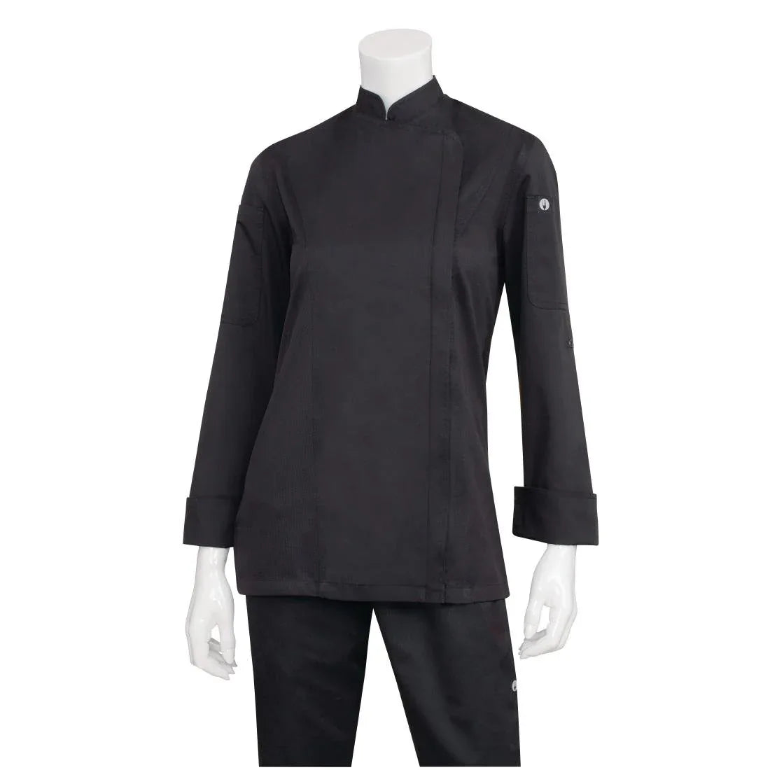 BB090-XXL Chef Works Hartford Lightweight Zip Womens Chef Jacket Black XXL - JD Catering Equipment Solutions Ltd