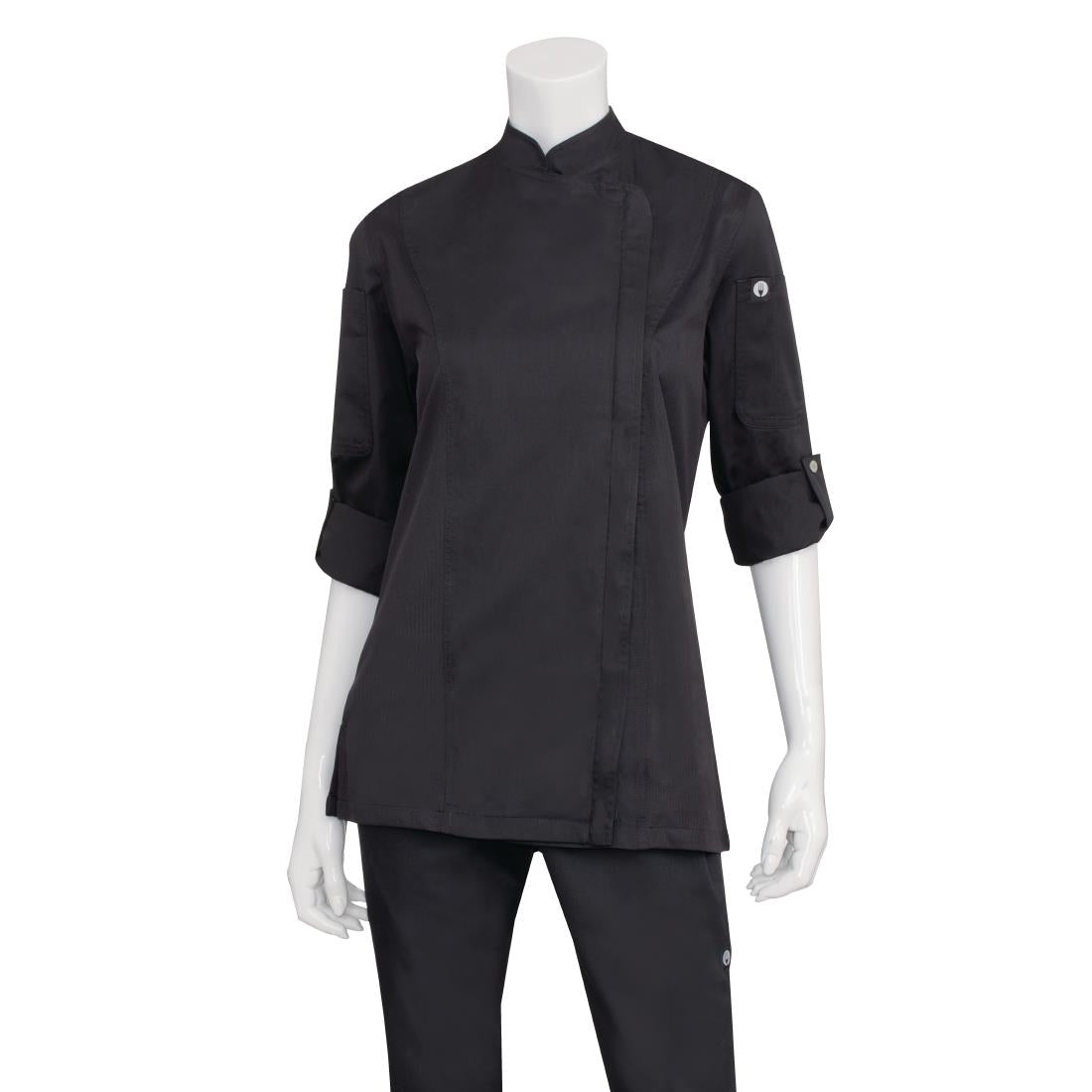BB090-XL Chef Works Hartford Lightweight Zip Womens Chef Jacket Black XL