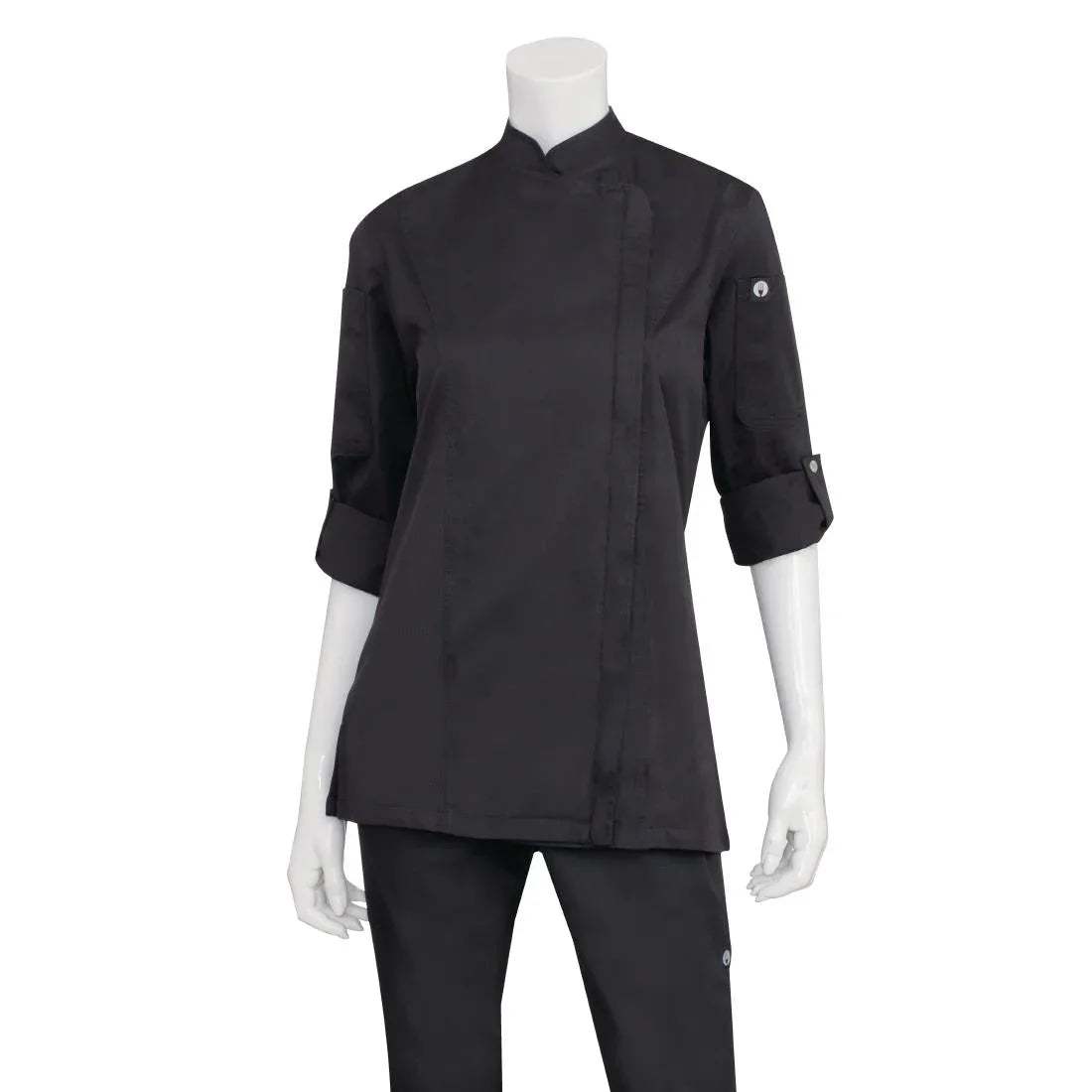 BB090-XS Chef Works Hartford Lightweight Zip Womens Chef Jacket Black XS - JD Catering Equipment Solutions Ltd