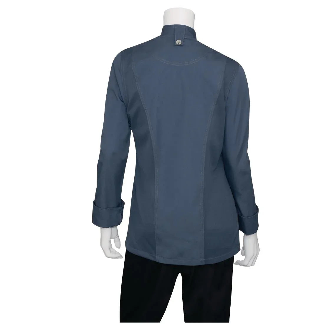 BB091-XL Chef Works Hartford Lightweight Zip Womens Chef Jacket Blue XL - JD Catering Equipment Solutions Ltd