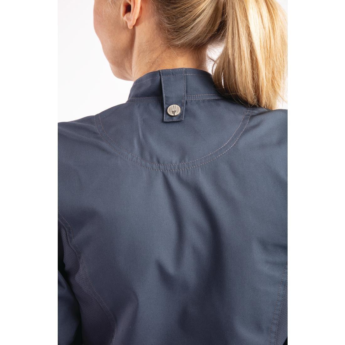 BB091-XL Chef Works Hartford Lightweight Zip Womens Chef Jacket Blue XL - JD Catering Equipment Solutions Ltd