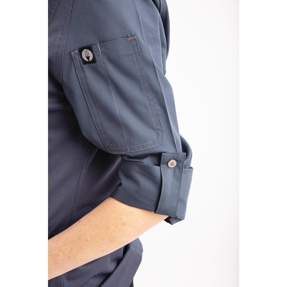 BB091-M Chef Works Hartford Lightweight Zip Womens Chef Jacket Blue M - JD Catering Equipment Solutions Ltd