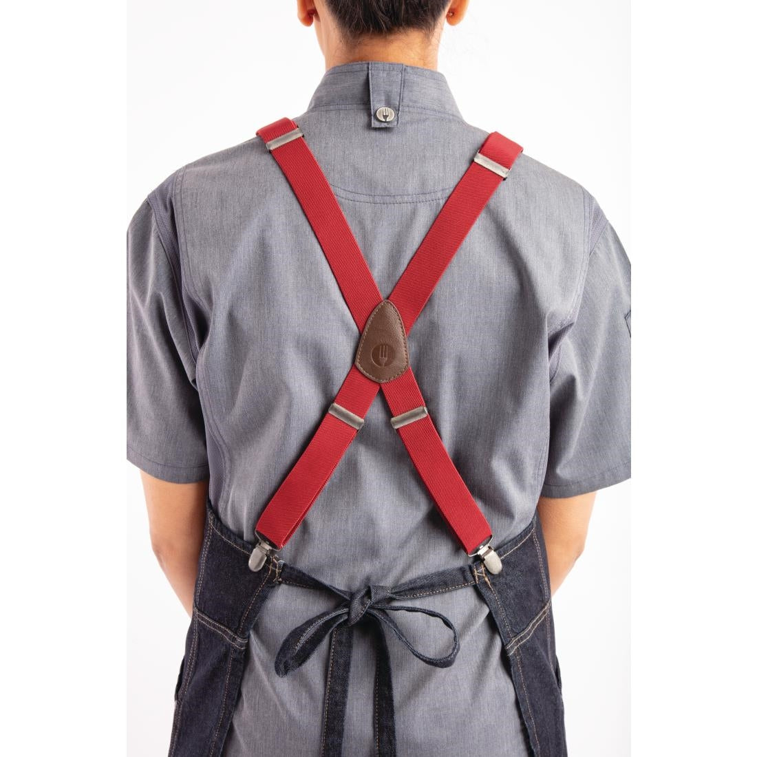 BB206 Chef Works Urban Berkeley Denim Brace Bib Apron Dark Indigo