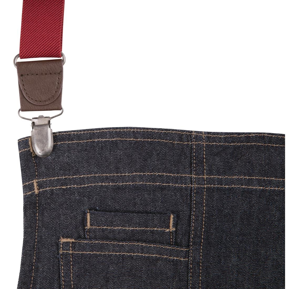 BB206 Chef Works Urban Berkeley Denim Brace Bib Apron Dark Indigo