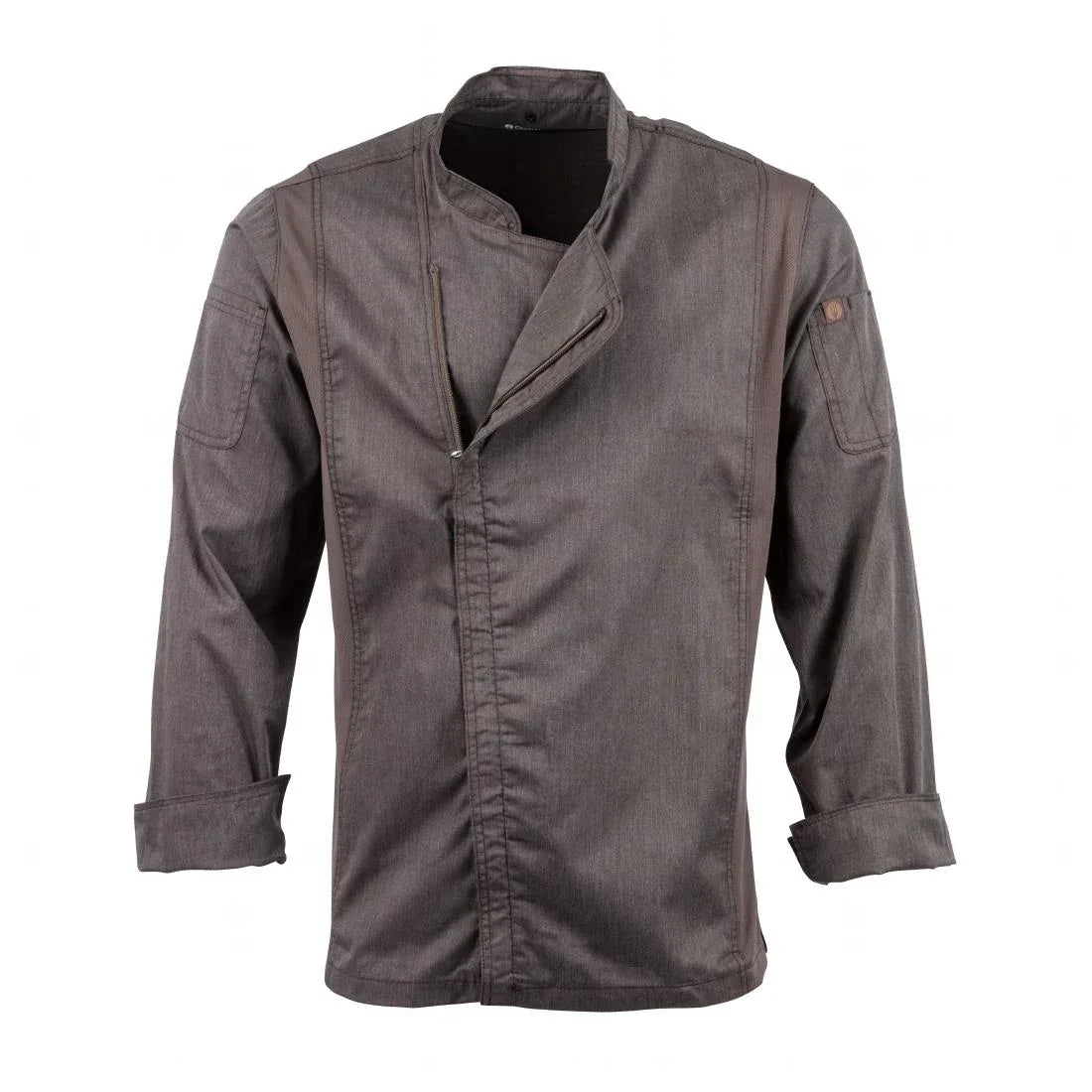 BB263-M Chef Works Hartford Lightweight L/S Zipper Coat Graphite Size M - JD Catering Equipment Solutions Ltd