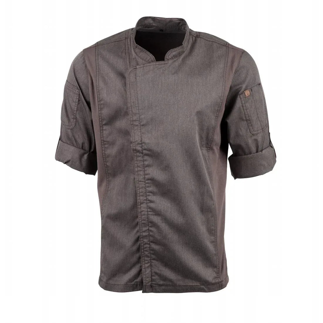 BB263-M Chef Works Hartford Lightweight L/S Zipper Coat Graphite Size M - JD Catering Equipment Solutions Ltd