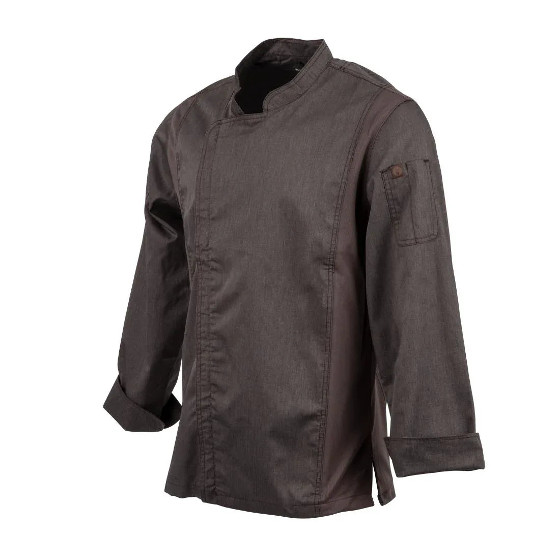 BB263-M Chef Works Hartford Lightweight L/S Zipper Coat Graphite Size M - JD Catering Equipment Solutions Ltd