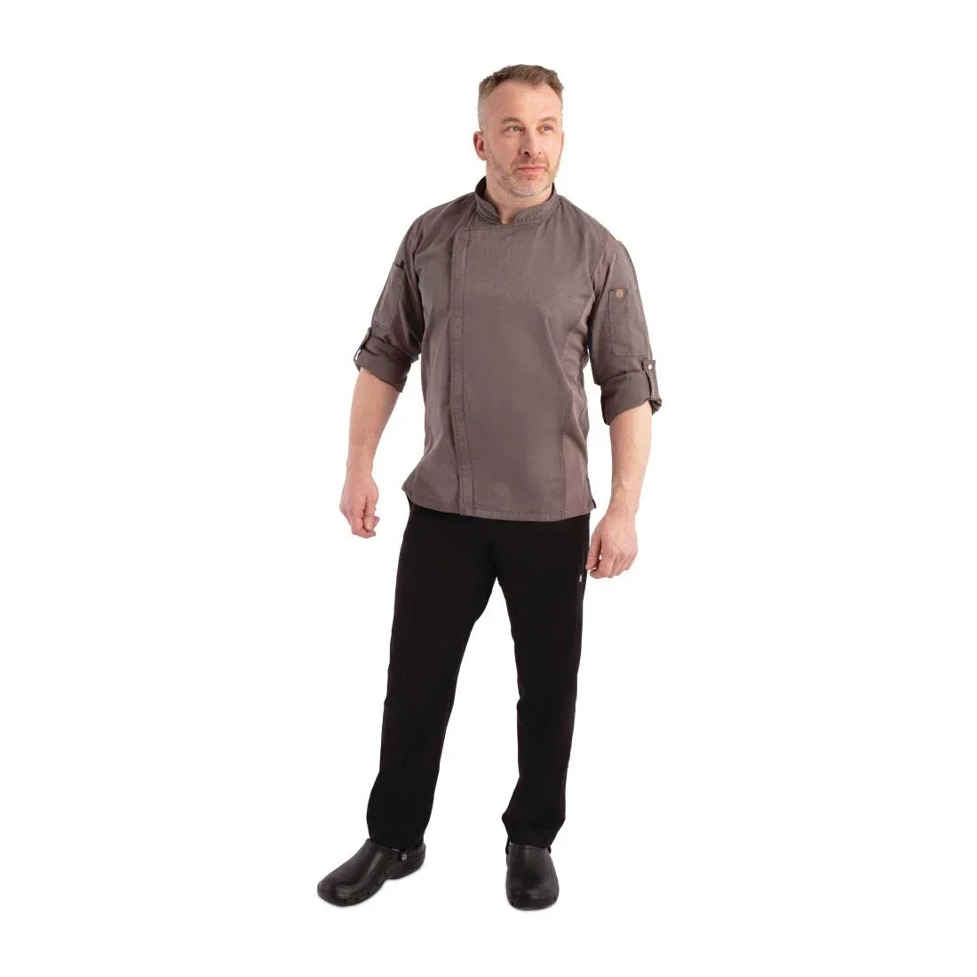 BB263-M Chef Works Hartford Lightweight L/S Zipper Coat Graphite Size M - JD Catering Equipment Solutions Ltd