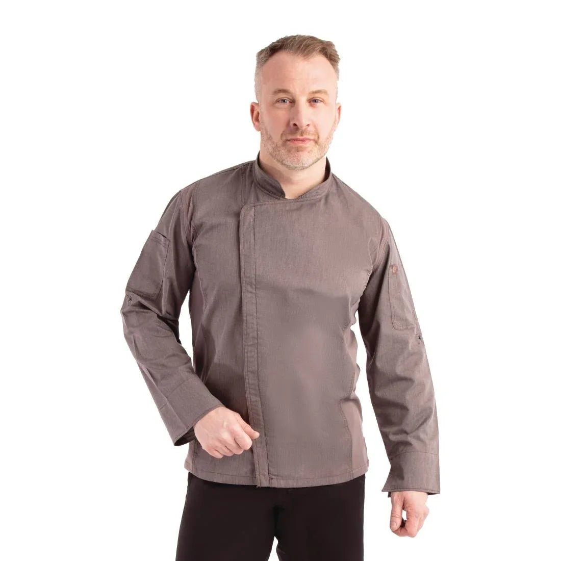 BB263-M Chef Works Hartford Lightweight L/S Zipper Coat Graphite Size M - JD Catering Equipment Solutions Ltd