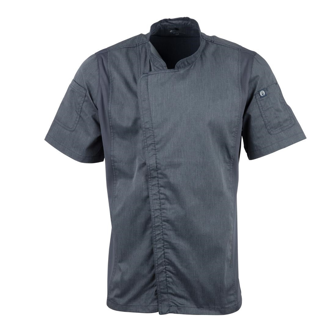 BB267-M Chef Works Unisex Springfield Lightweight Short Sleeve Zipper Coat Ink Blue Size M
