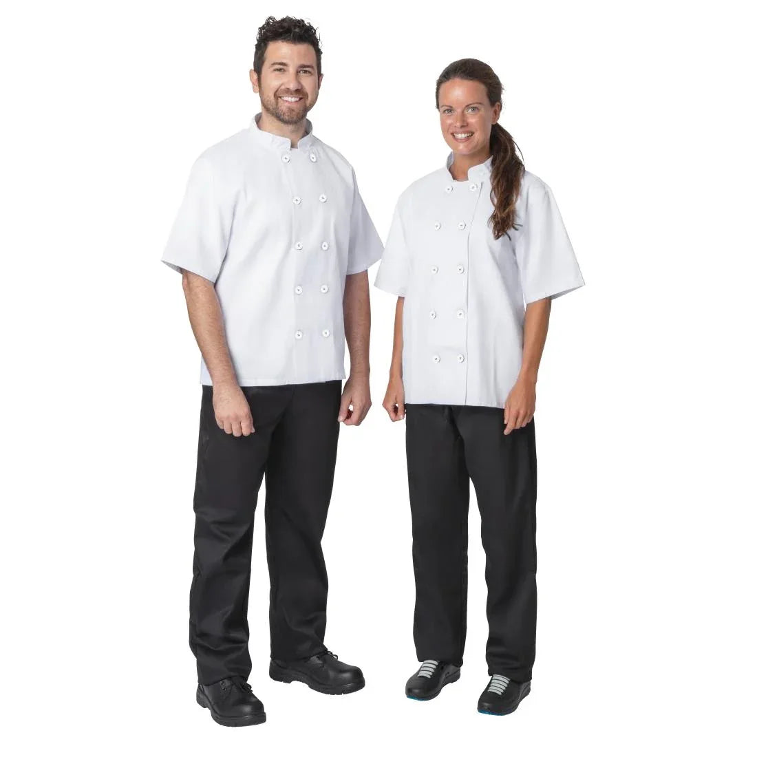 BB547- Nisbets Essentials Short Sleeve Chefs Jacket White (Pack of 2) - JD Catering Equipment Solutions Ltd