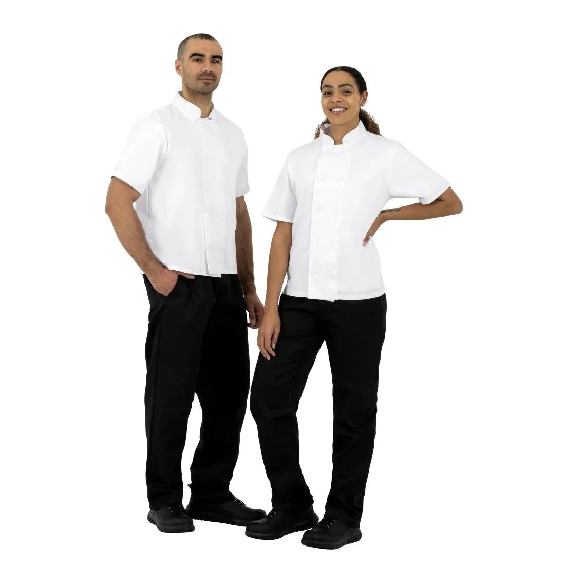 BB547- Nisbets Essentials Short Sleeve Chefs Jacket White (Pack of 2) - JD Catering Equipment Solutions Ltd