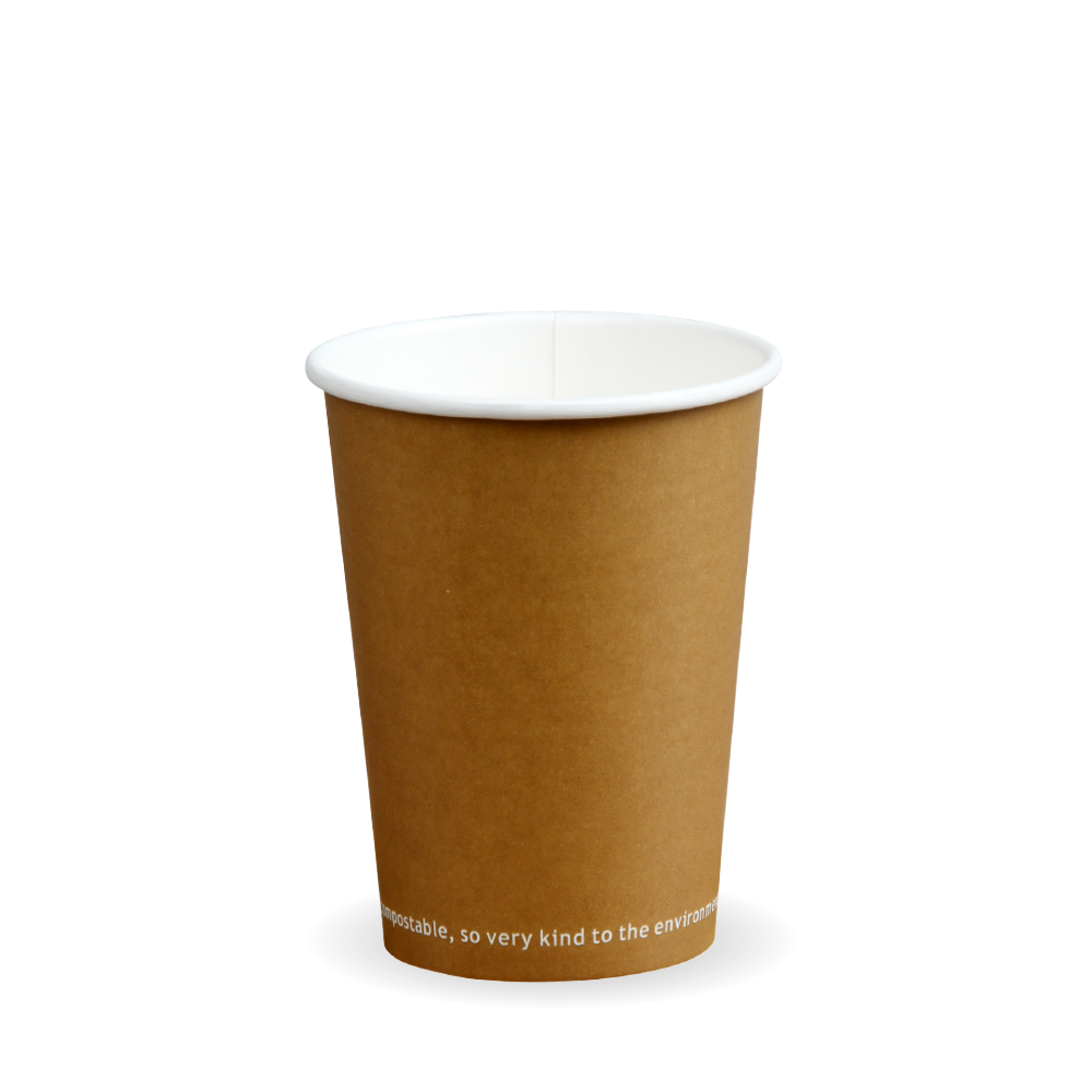 Single Wall BioCup - Kraft - 390ml / 12oz (90mm) - 1000/ctn - kraft - BioPak commercial catering consumable
