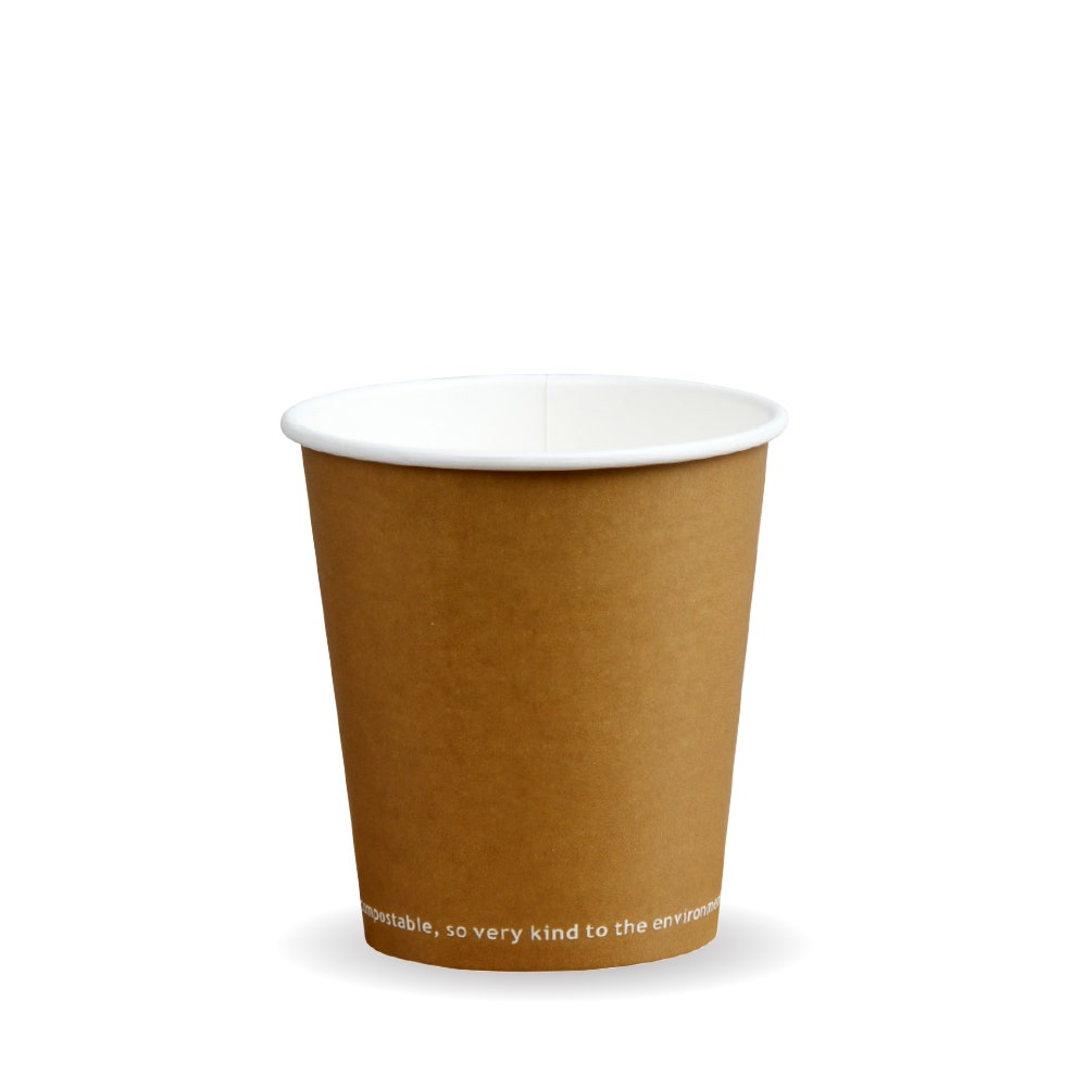 Single Wall BioCup - Kraft - 230ml / 6oz (80mm) - 1000/ctn - - BioPak commercial catering consumable