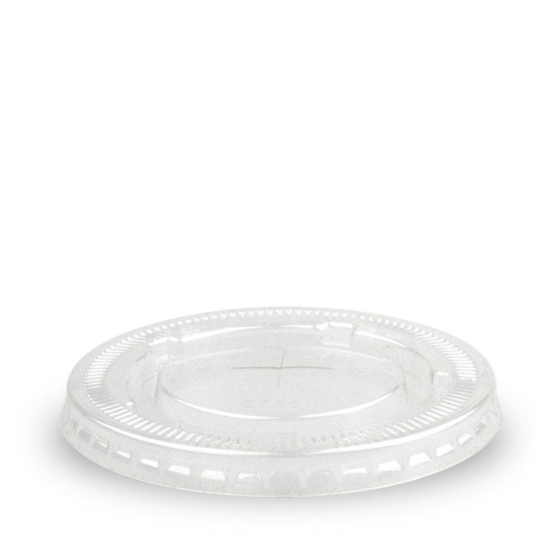 Large PET Lid - Straw-Slot - Clear - 90mm - 1000/ctn - clear - BioPak commercial catering consumable