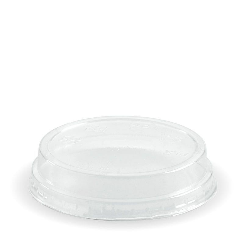 PLA Raised Flat Lid - Clear - 60-280ml - 2000/ctn - clear - BioPak commercial catering consumable