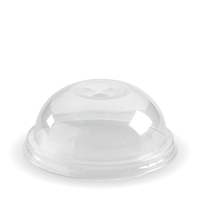 PLA Dome Lid - X-Slot - Clear - Fits 150 - 280ml (76mm) - 1000/ctn - clear - BioPak commercial catering consumable