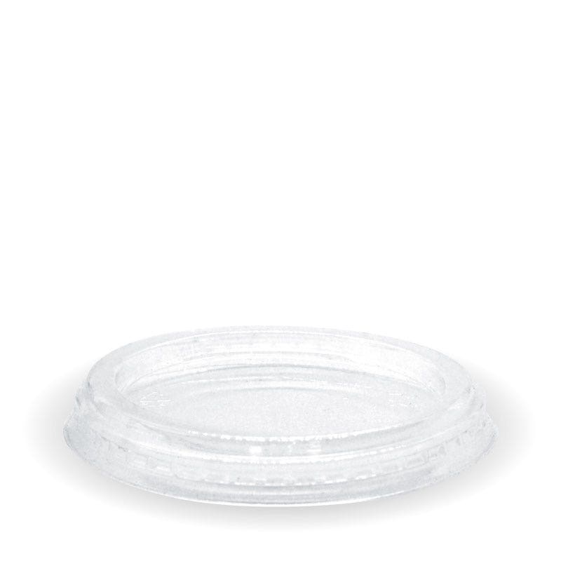 PLA Flat Lid - Clear - No hole - 60-280ml - 1000/ctn - clear - BioPak commercial catering consumable