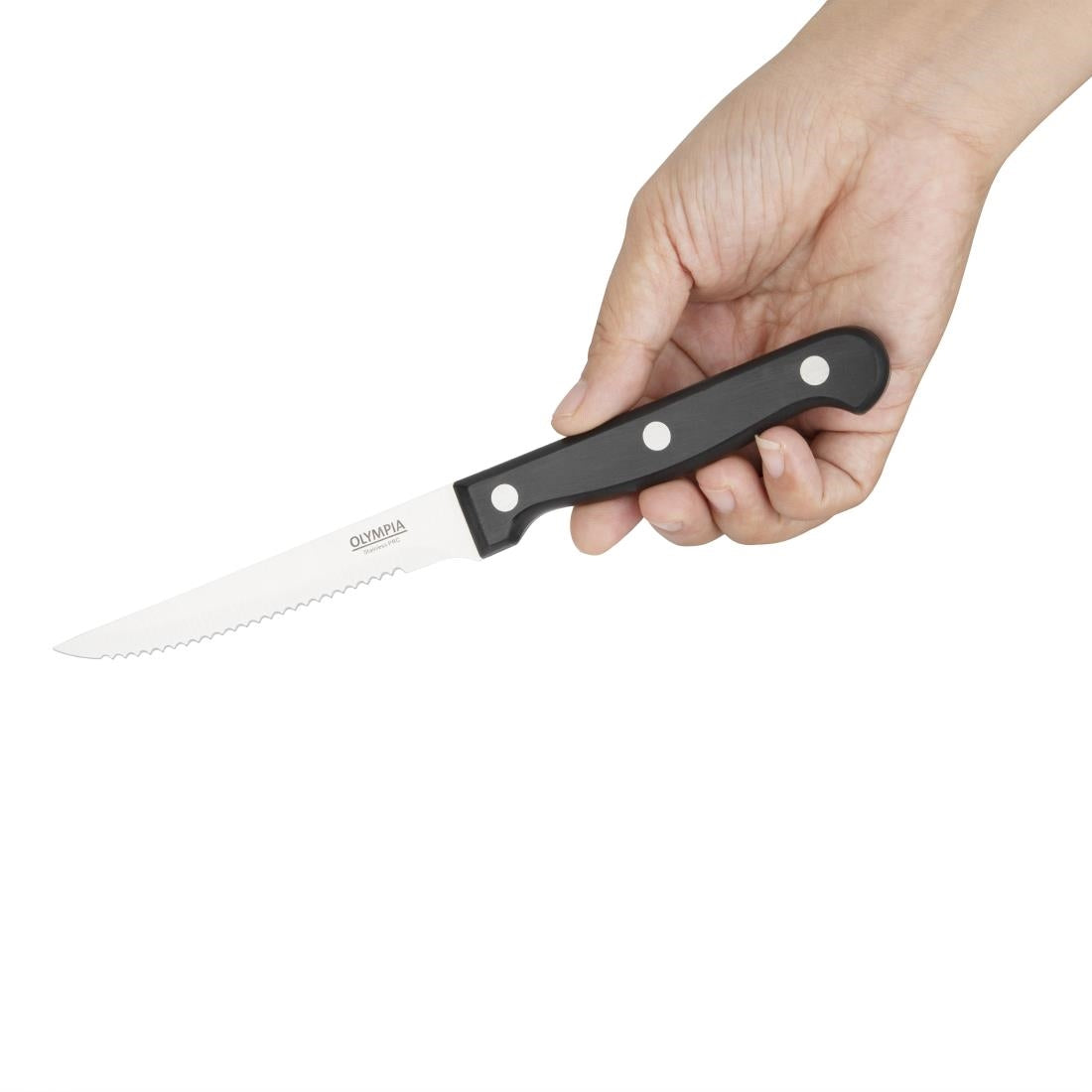 C134 Olympia Serrated Steak Knives Black Handle (Pack of 12)