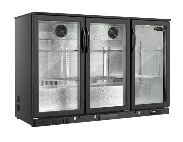 Sterling Pro Green SP3HC-LOW-BH Hinged Triple Door Low Height Bottle Cooler, 274 x 330ml Bottles