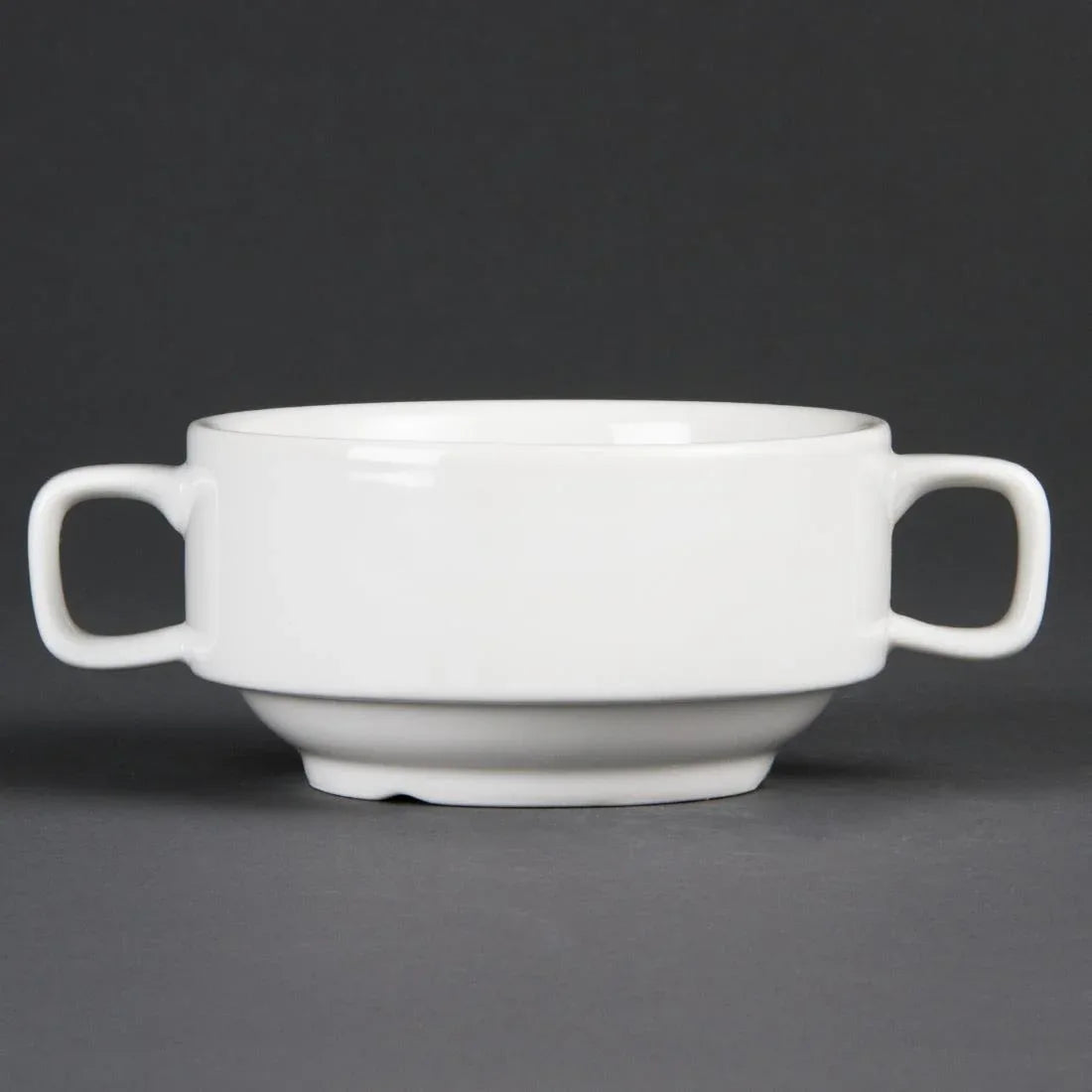 C239 Olympia Whiteware Soup Bowls With Handles 400ml (Pack of 6) - JD Catering Equipment Solutions Ltd