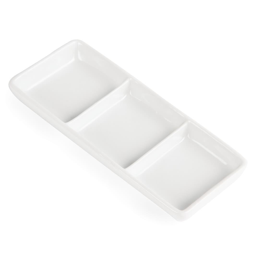C336 Olympia Whiteware 3 Section Dishes (Pack of 12)