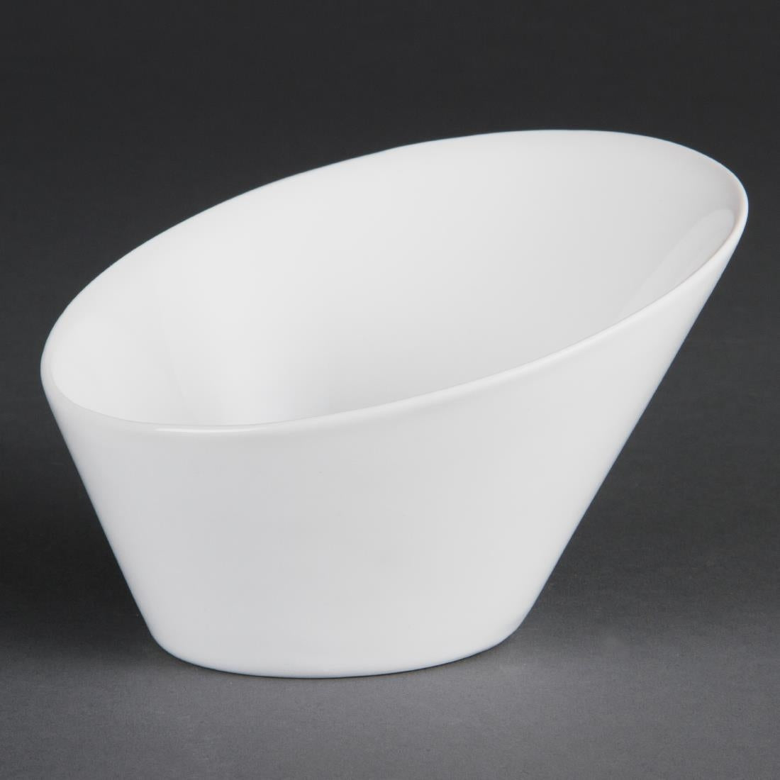 CB079 Olympia Whiteware Oval Sloping Bowls 154 x 133mm 335ml (Pack of 4)