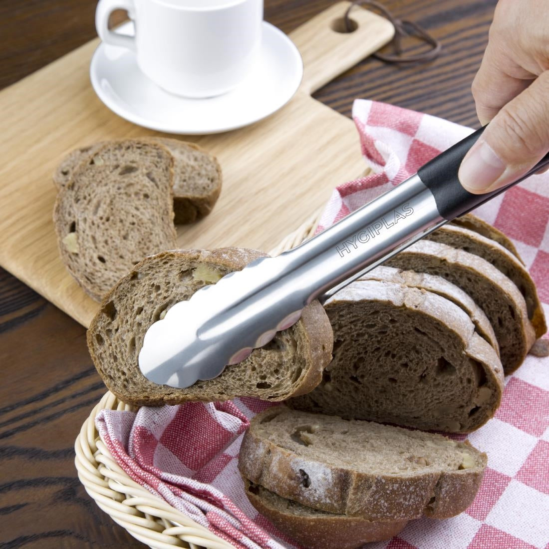 CB153 Hygiplas Colour Coded Black Serving Tongs 300mm