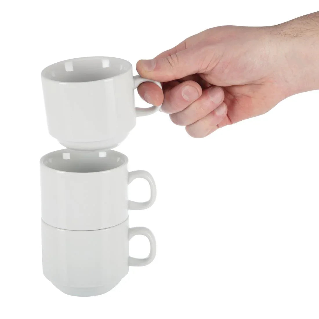 CB467 Olympia Whiteware Stacking Tea Cups 7oz 200ml (Pack of 12) - JD Catering Equipment Solutions Ltd