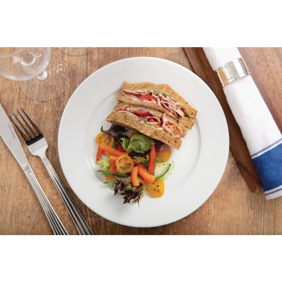 CB480 Olympia Whiteware Wide Rimmed Plates 230mm (Pack of 12) - JD Catering Equipment Solutions Ltd