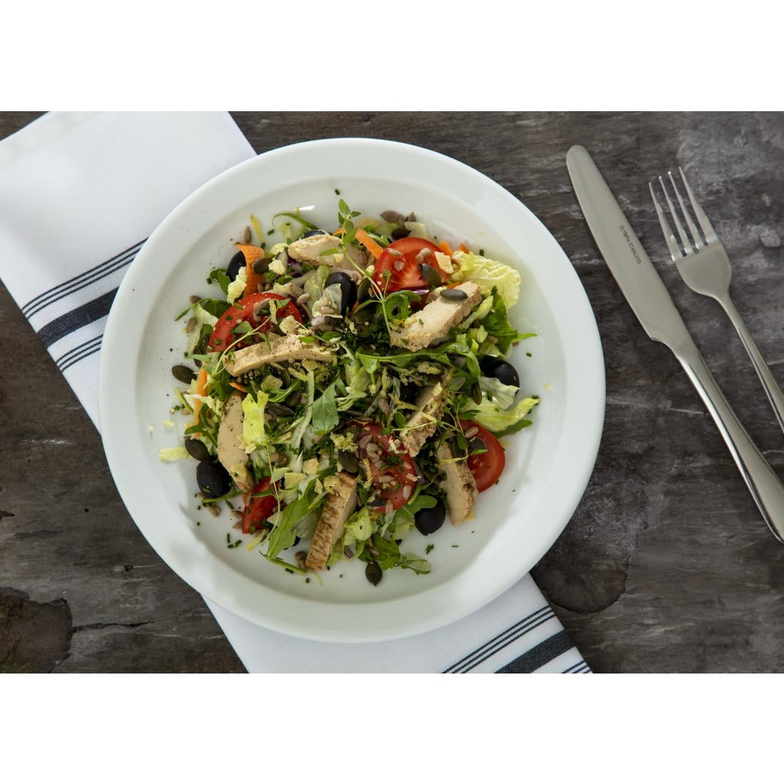 CB490 Olympia Whiteware Narrow Rimmed Plates 250mm (Pack of 12)