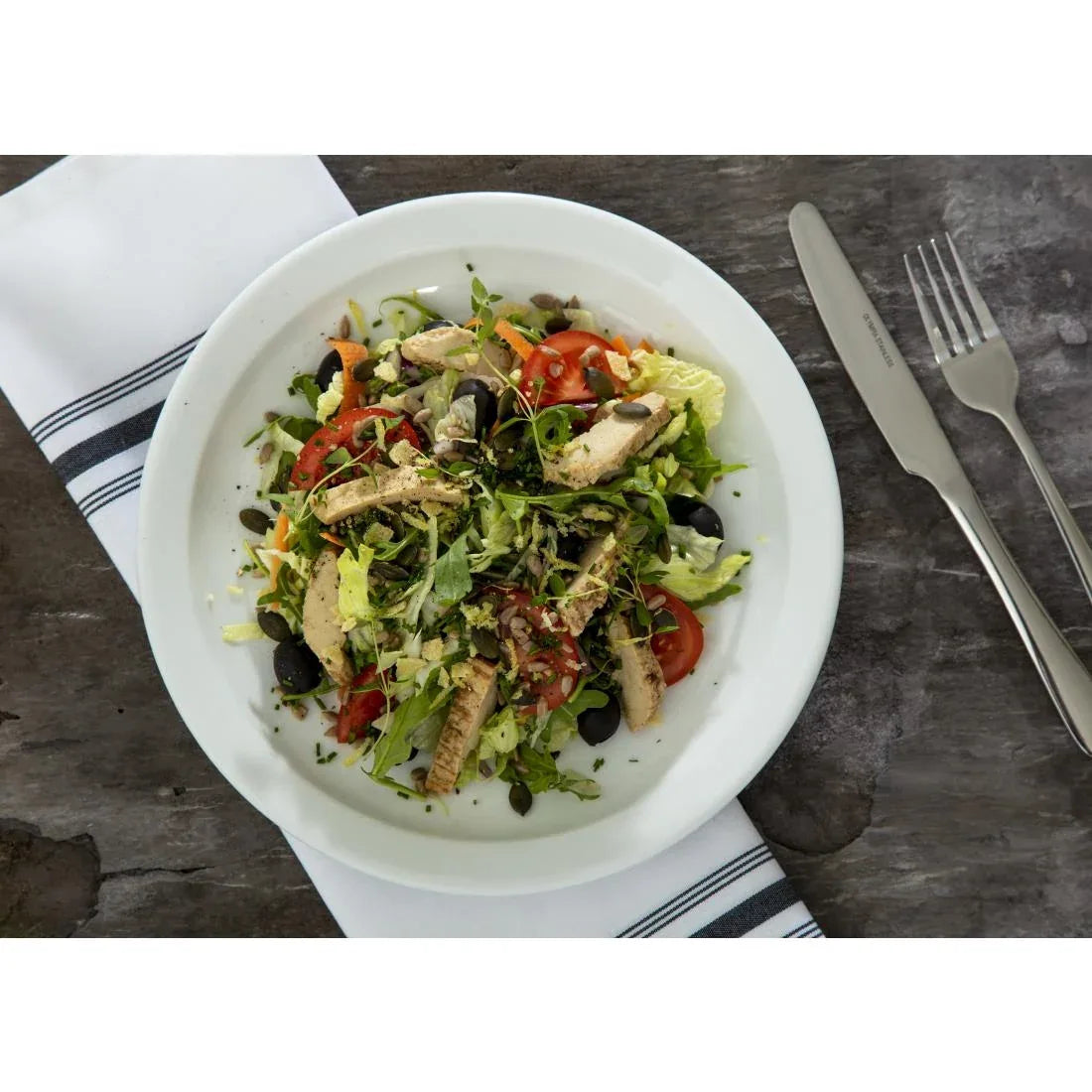 CB490 Olympia Whiteware Narrow Rimmed Plates 250mm (Pack of 12) - JD Catering Equipment Solutions Ltd