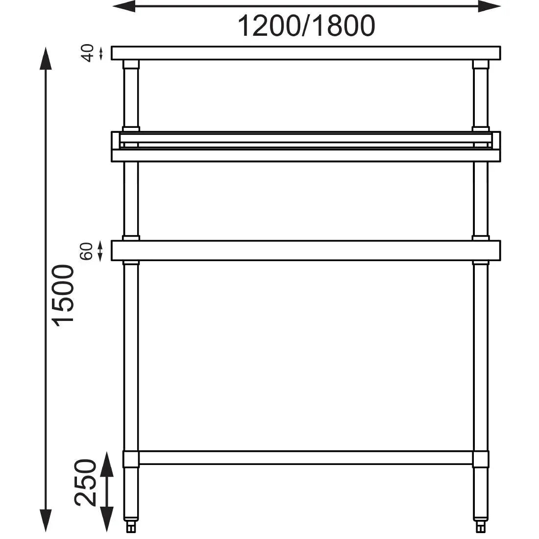 CB909 Vogue Stainless Steel Prep Station with Gantry Large - JD Catering Equipment Solutions Ltd
